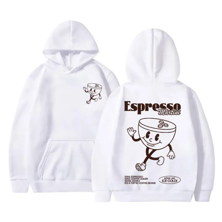 

Funny Espresso Martini Cocktail Graphic Hoodie Male Vintage Cartoon Oversized Sweatshirt Men Women Casual Fleece Cotton Hoodies