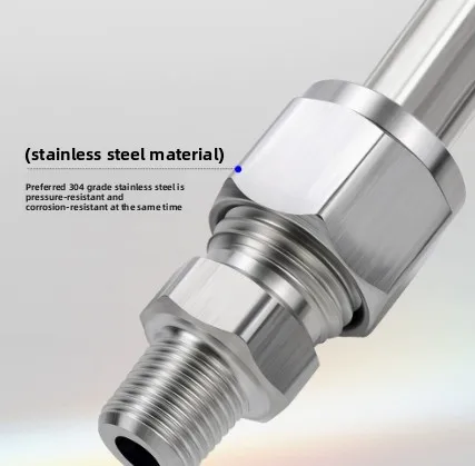 Pneumatic Air Pipe Double Ferrule Fitting, 304 Stainless Steel External Thread Straight Terminal  PC4/6/8/10/12/14/16mm