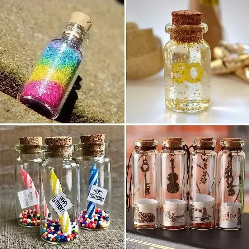 10Pcs 5-20ml Mini Clear Glass Bottles with Cork Stopper Spice Message Vials Wish Bottles DIY Drifting Empty Tiny Jars Decoration