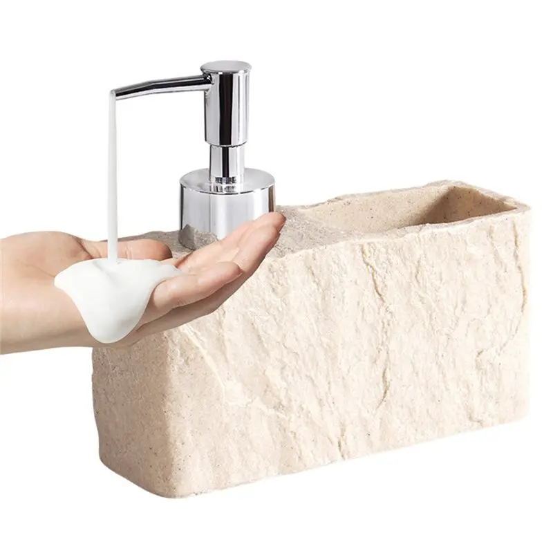 

MOPHE-Kitchen Sink And Bathroom Soap Dispenser Imitation Rock Liquid Design Hand And Dish Soap Dispenser For Bathroom And Kitche