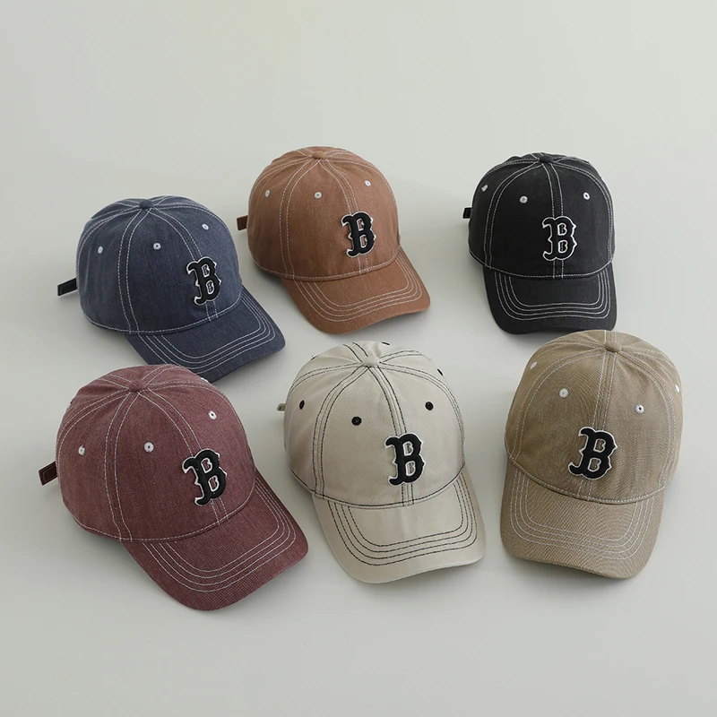 

Spring Summer Baby Baseball Caps Letter B Pattern Sun Hats For Kids Boys Girls Autumn Cotton Children Peaked Hat