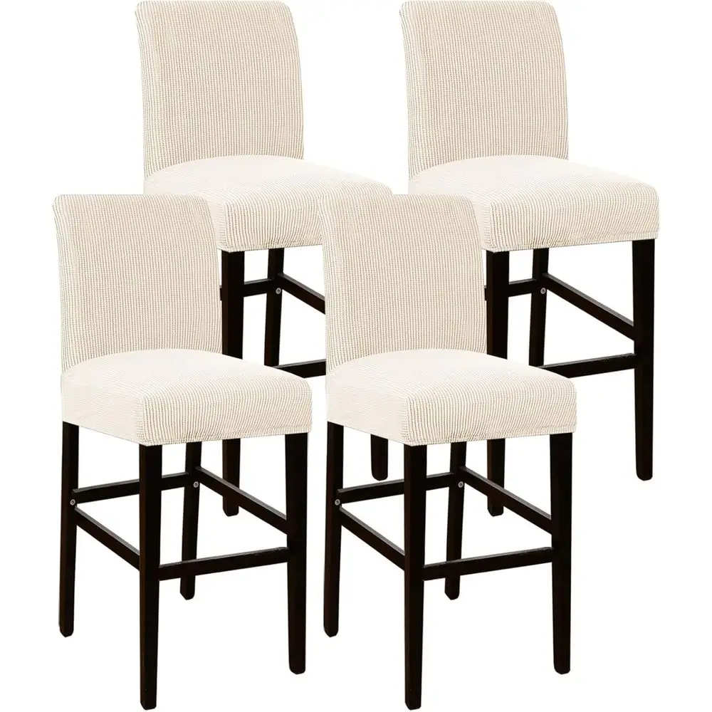 

Чехлы на сиденья для обеденных стульев из эластичной ткани с эластичной подошвой, съемный набор из 4 шт., бежевые