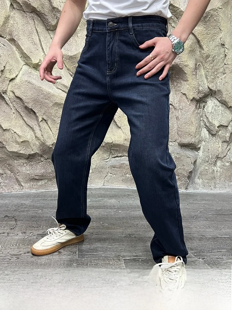 

Faionable Straight Leg Men's Jeans Cotton Polyester Blend Youthful Sle Comfortable Fit Waed Elastic Cotton Denim