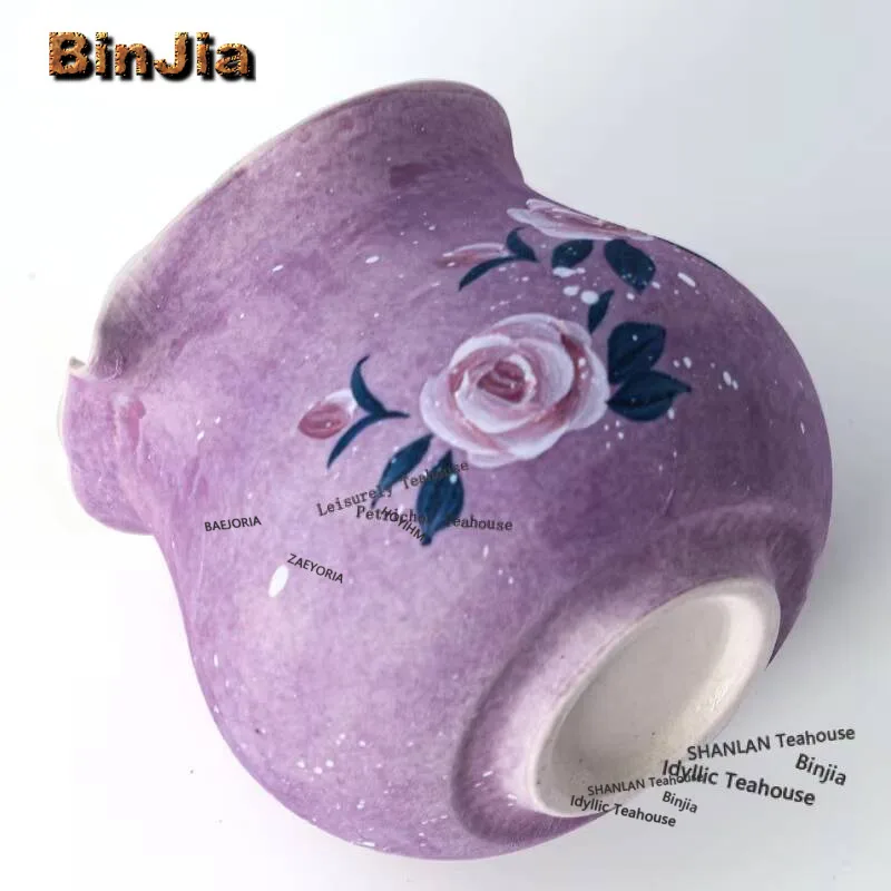 150ml Hand-painted Rose Powder Yin Tea Pitcher Divide Tea Cha Hai Dispenser Justice Cup Fair Mug Chinese Tea Set Craft Supplies