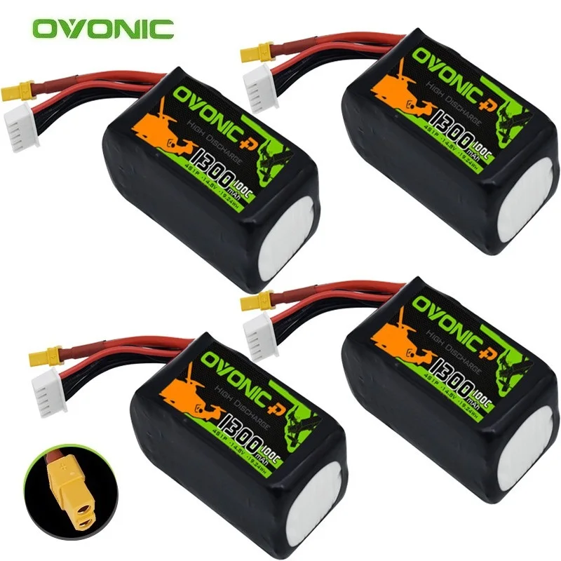 

4PCS 4S 14.8V 1300mAh Lipo Battery 100C For RC FPV Airplane Quadcopter Helicopter Drone Parts 4S BATTERY