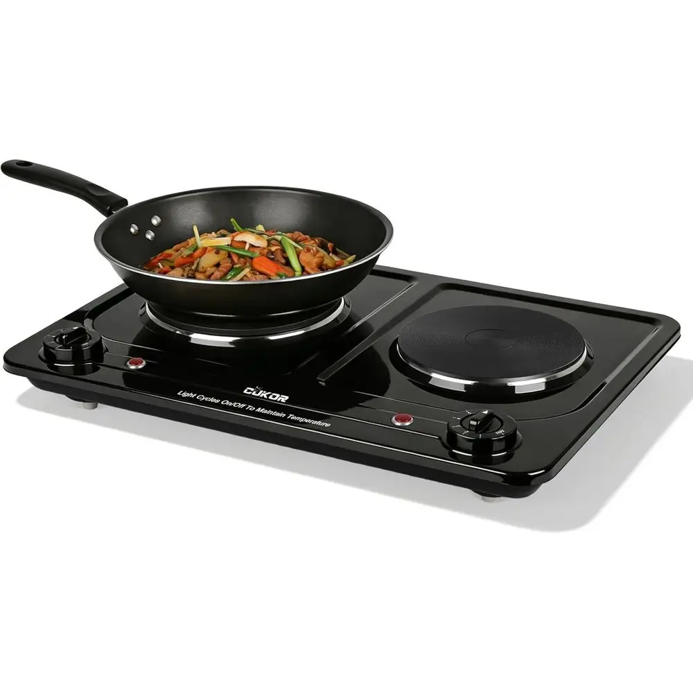 

Adjustable Cast Iron Electric Hot Plate, 1800W for Home, Dorm, and Commercial Cooking