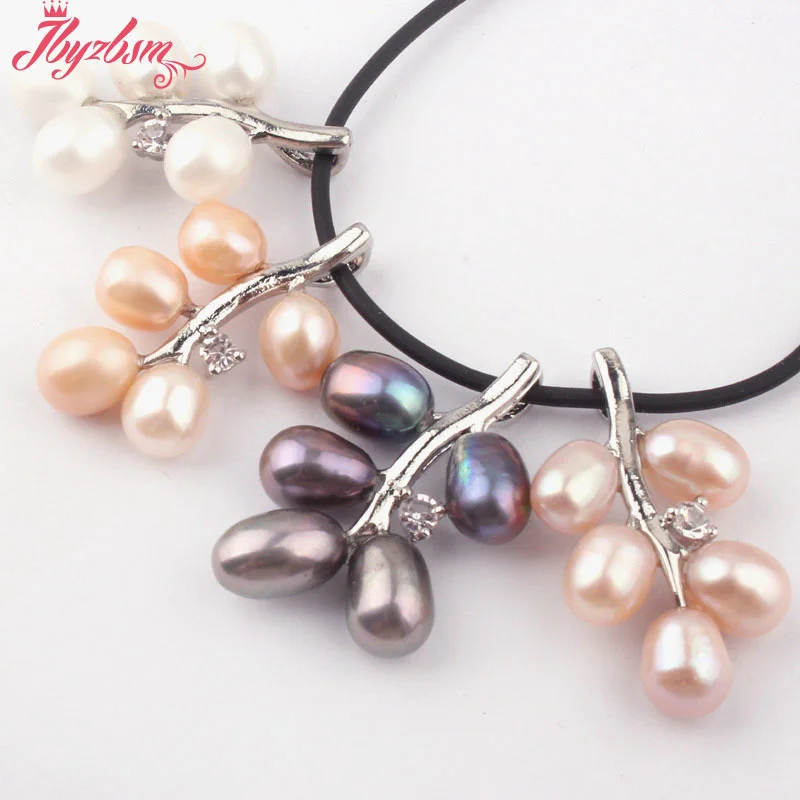 6x8mm Black White Pink  Freshwater Pearl Necklace Charm Exquisite Pendant 28mm Jewelry for Women Wedding Party Anniversary