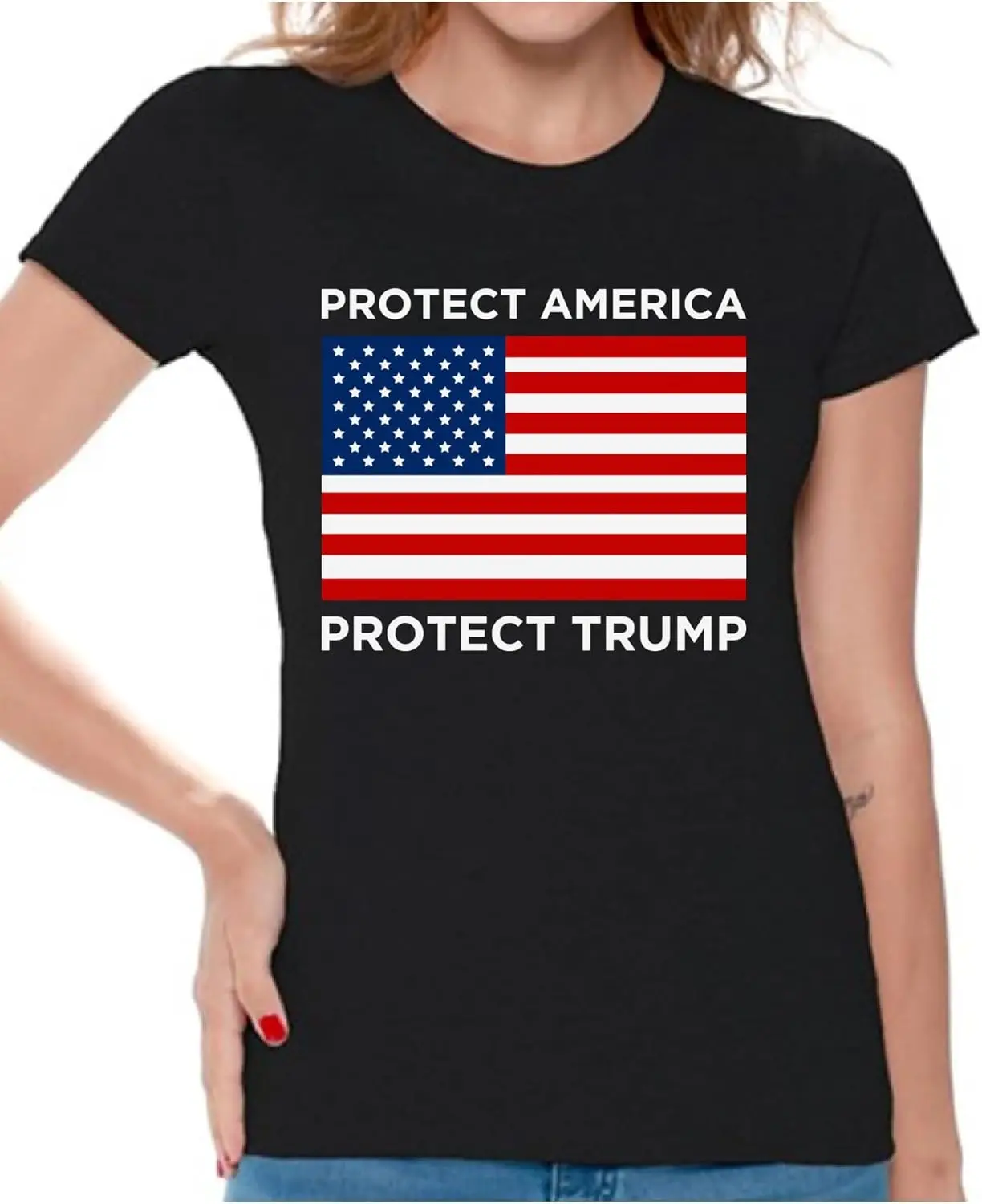 Awkward Styles USA 2024 Election Shirt Womens Protect Trump Protect America T-Shirt Womens Trump Shirt