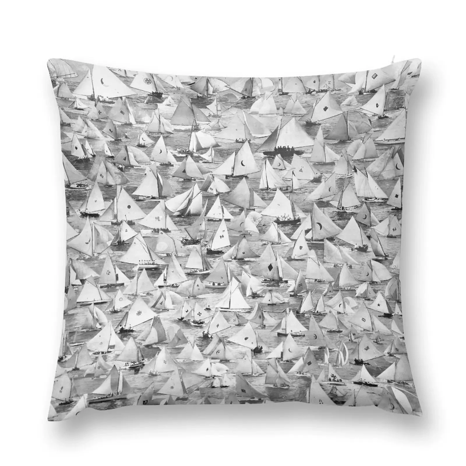 Photographic montage of a large number of yachts Throw Pillow Cushion Covers For Living Room Embroidered Cushion Cover pillow