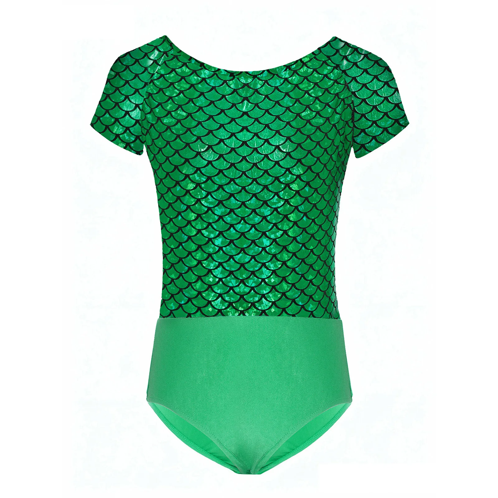 أطفال بنات مقياس السمك المعدني طباعة ثياب الباليه قصيرة الأكمام Bowknot انقطاع الظهر داخلية لأداء الرقص الجمباز