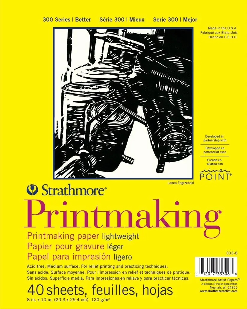 

Printmaking Paper Pad 8x10, 40 Sheets 120gsm for Relief Printing, Linocut and Screen Printing