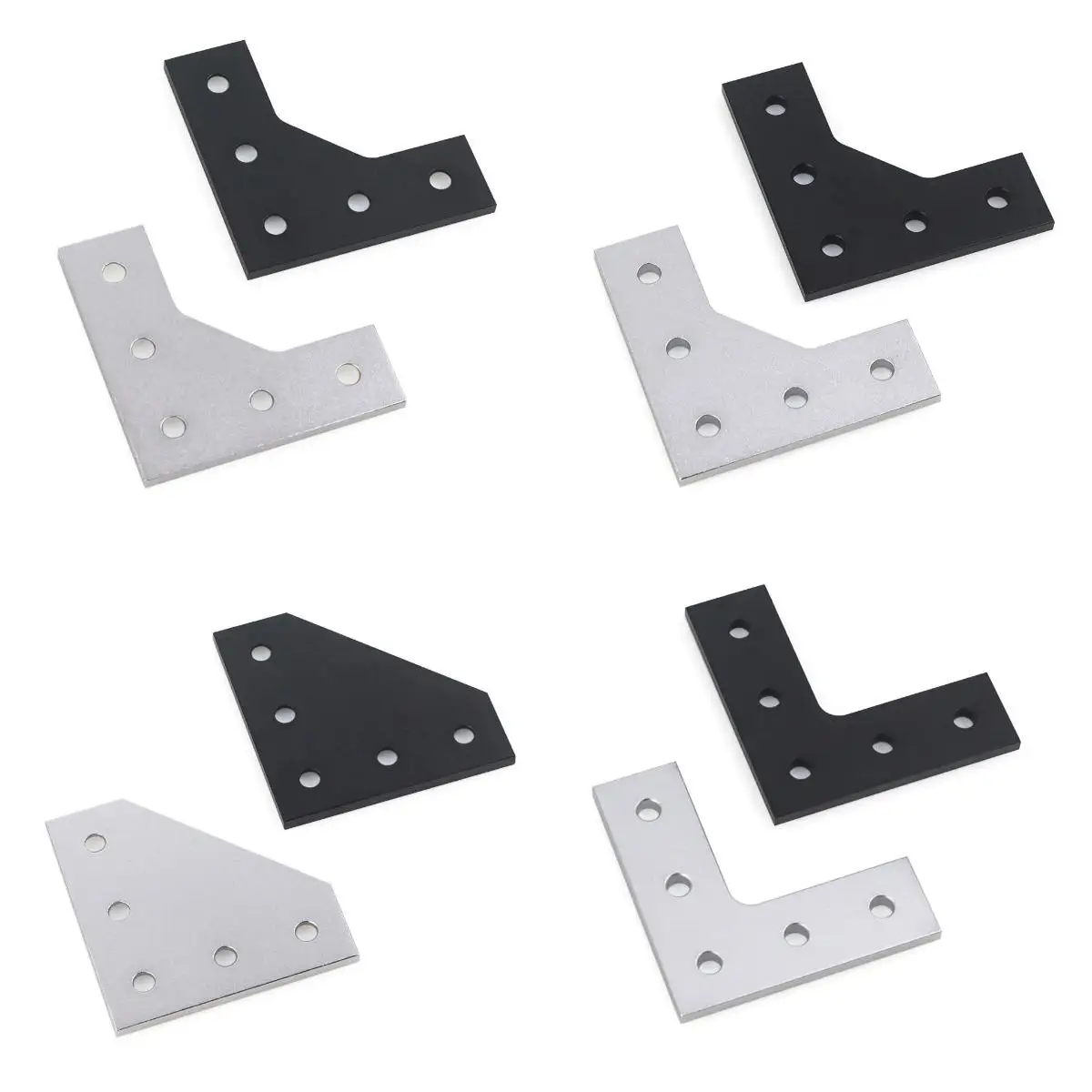 4Pcs/lot L Type 5 Holes 90 Degree Joining Corner Connector Plate Angle Bracket Joint Strip for 2020 Series  Aluminum Profile