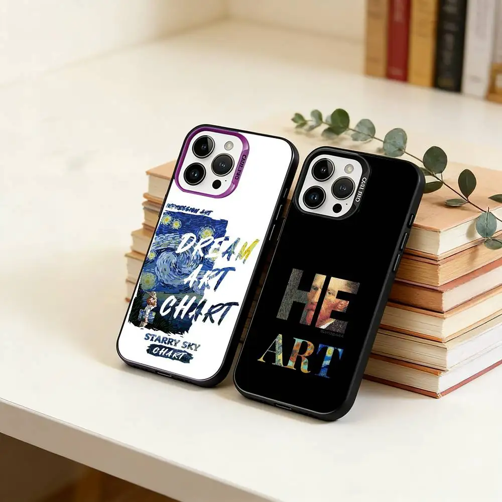 

Van Gogh Phone Case For iPhone 17,16,15,14,13,12,11 Plus,Pro Max,XS,Colored Silver Plated Inside Cover