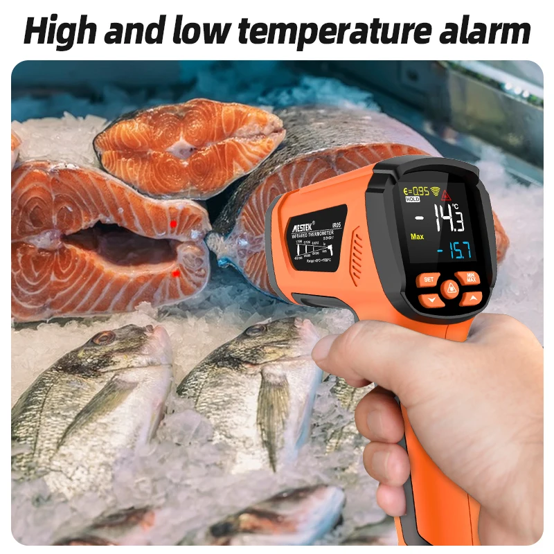 Mestek Non-contact Infrared Thermometer -40°C~2000°C IR High Temperature Meter 50:1 K-type Thermocouple Dual Laser Pyrometer