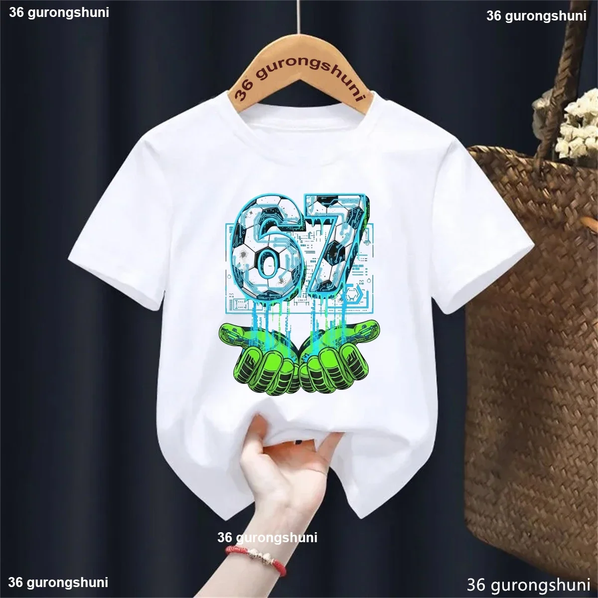 

Christmas Gift Kids Clothes Soccer Italian Brainrot Six Seven Meme Printed T Shirt Girls/Boys Funny Kawaii Solid T-Shirt Tops