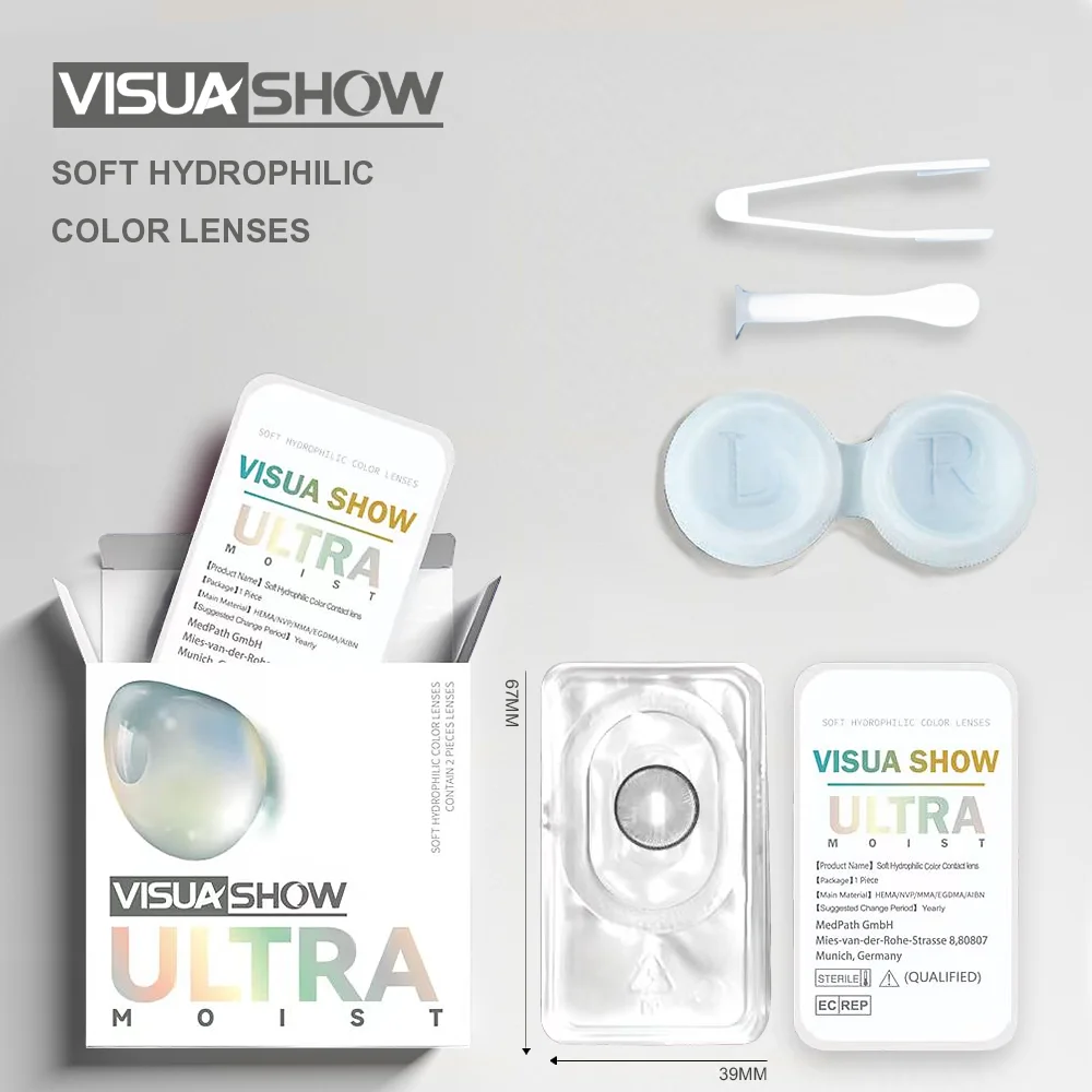 VISUASHOW 14.20mm Natural Circle Colored Contact Lenses,  Vision Correction Diopters, for Women Daily Beauty & Cosmetic Makeup