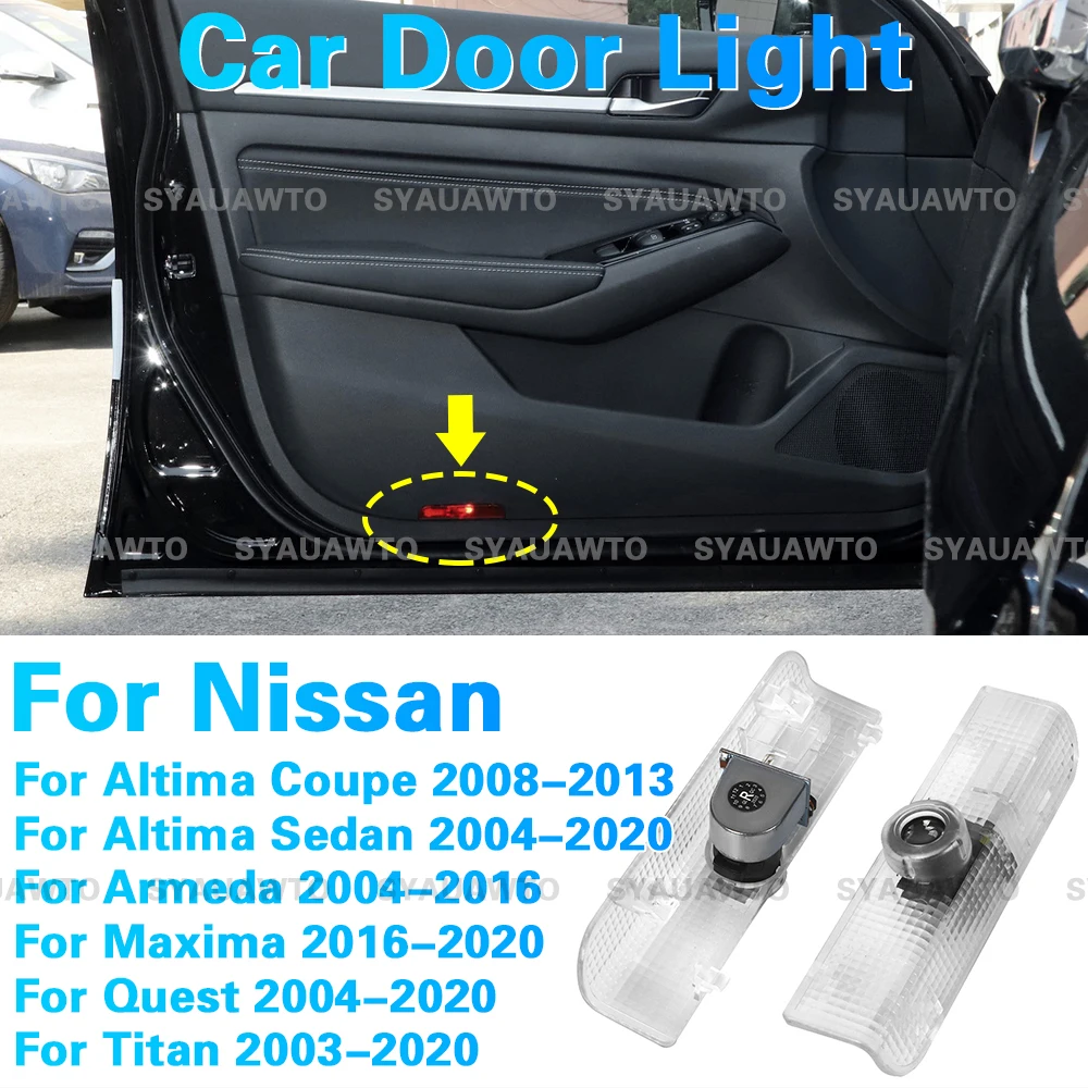 2x Car Door Welcome Light Projector Accessories For Nissan Altima Coupe Sedan Armada Maxima Quest Titan 2003-2020