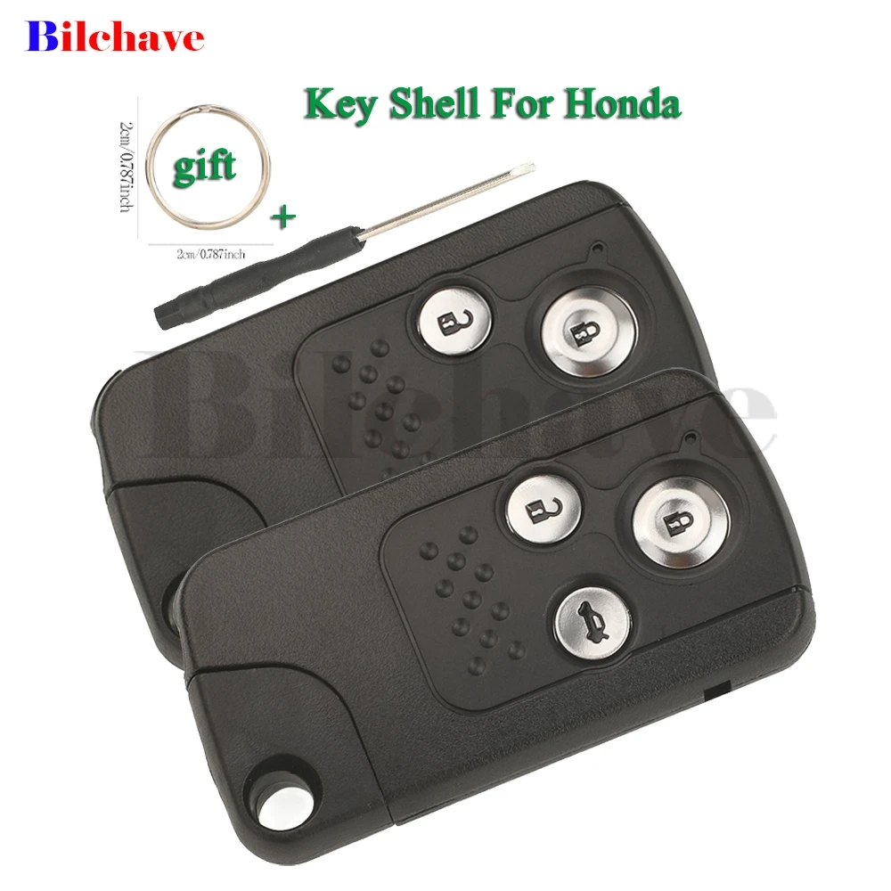 Jingyugin Remote Car Key Shell FOB 2/3Buttnons For Honda CRV CR-V Fit Civic Odyssey Intelligent Accord 8th Spirior Crosstour
