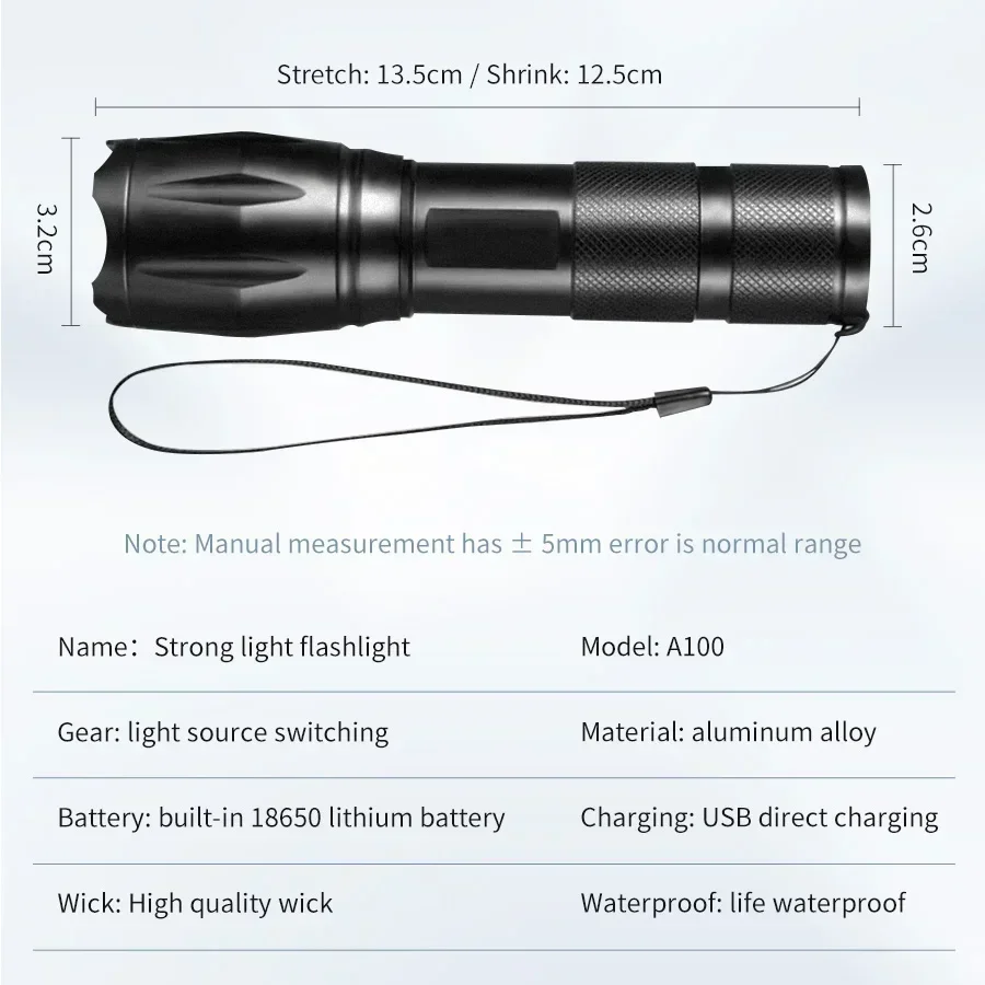 Multifunction Portable Flashlight Four Colors LED Torch Outdoor Emergency for Fishing Camping Hunting Photography Lighting