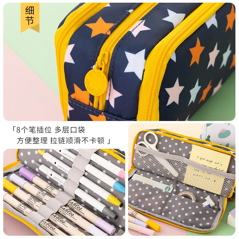 Pencil Case Large Storage Pensil Bag Pouch Marker 3 Compartment Stationery Pen Collect Holder for Adults Office Organizer Gifts