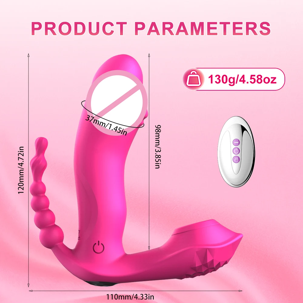 3 IN 1 Clitoris Sucker Sucking Vibrator Anal Beads Stimulator Wearable Oral Vaginal Vibrators Dildo for Women Heating Sex Toys