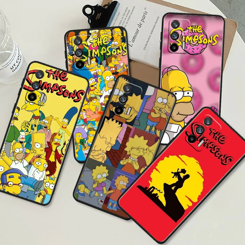 Disney The simpsons Black Phone Case For OPPO Realme 10 C2 3 11 20 21 31 30 33 35 55 X2 GT Pro Plus Master Funda Shell Cover