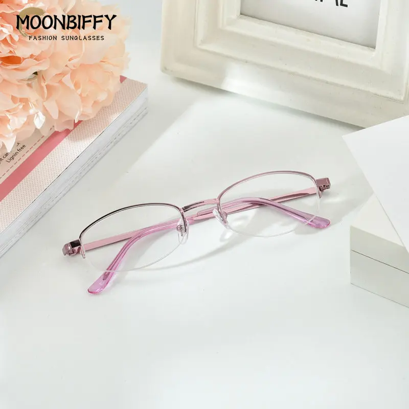 Women Metal Alloy Half Frame Reading Glasses Retro Anti-fatigue High Quality Purple Presbyopic Glasses Diopter +1.0 To +4.0 очки