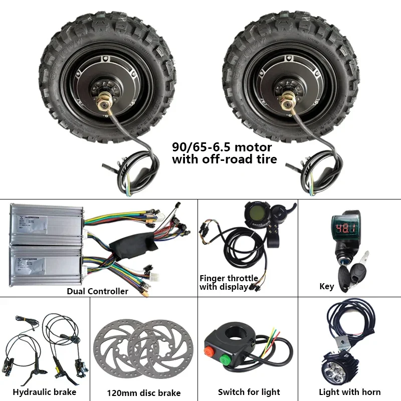 90/55-6 10 11 Inch 48V 1000W 1500W Brushless Disc Brake Electric Dual Scooter Hub Motor Conversion Kit