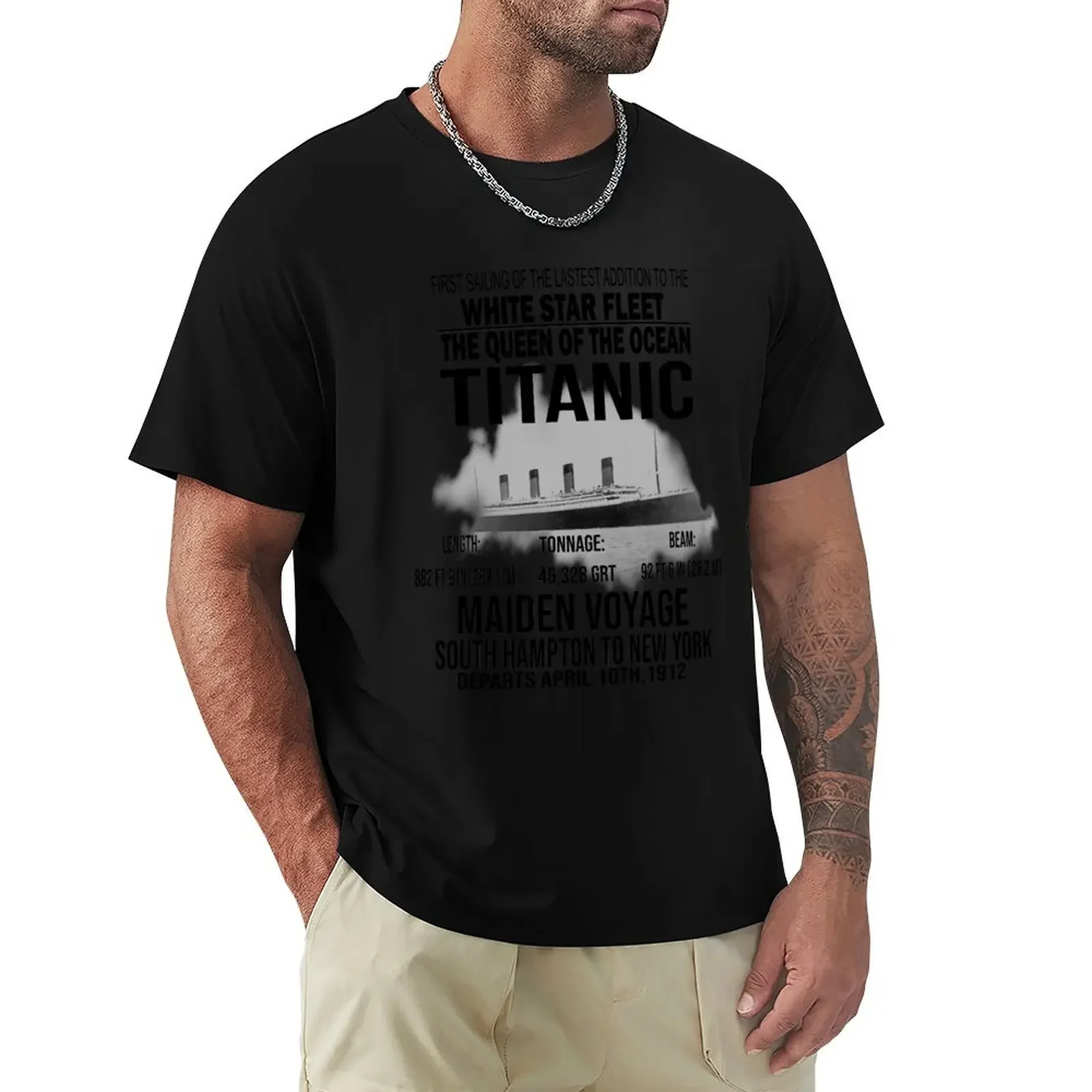 

Titanic Vintage Poster Cruise Sinking Ship Atlantic Ocean Voyage T-Shirt korean fashion shirts graphic outfits for men