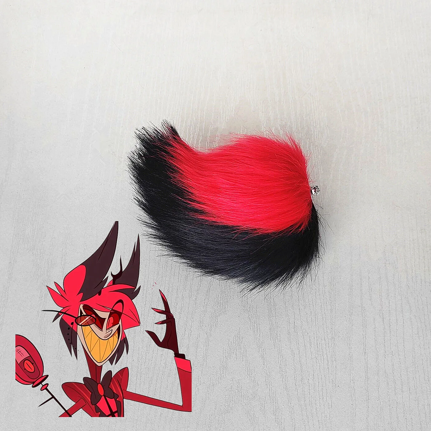 

Anime Radio Demon Red Black Tail Cosplay Alastor Props Faux Fur Tails Plush Fox Cat Accessories Gifts