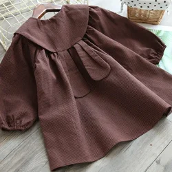 Humor Bear 2024 Spring Children'S Clothing New Girls Long-Sleeved Lapel Korean Autumn Elegant Plaid Princess Girls Dress