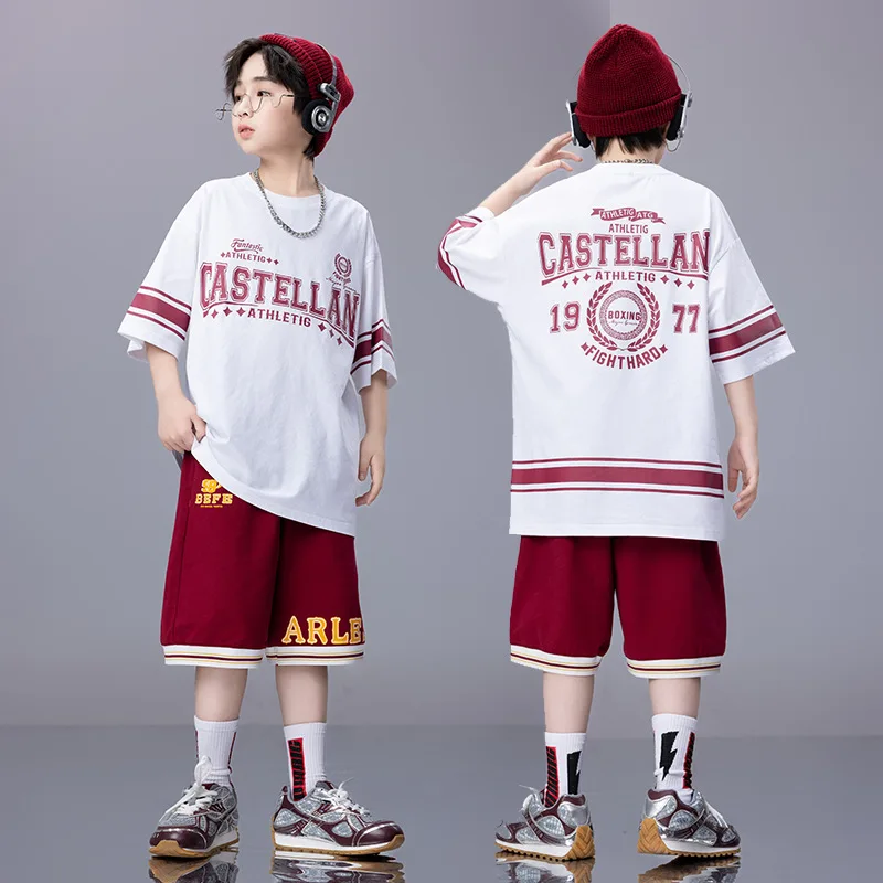 Ropa de baile callejero para niños, camiseta de manga corta suelta, pantalones cortos, conjuntos de ropa de Rave informal, ropa de práctica de moda