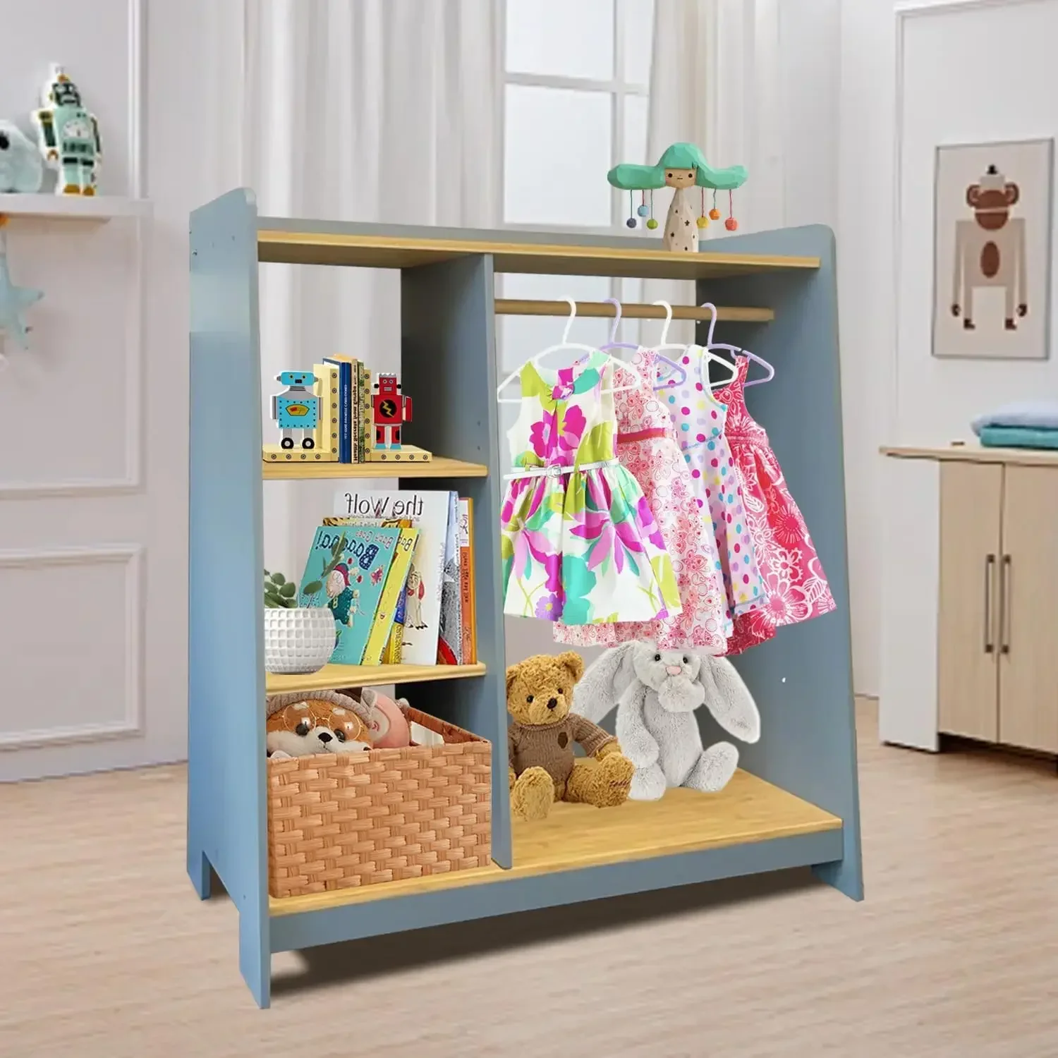 Kids' Armoires & Dressers, Kids Dress Up Storage, Open Hanging Armoire, Baby Dresser, Kids Wardrobe, Toddler Dress Up Rack, Orga