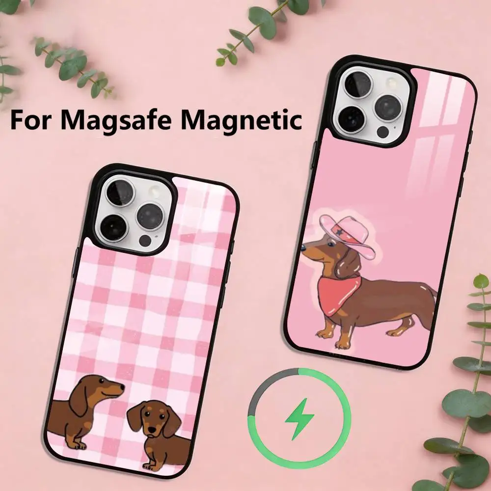 

Cute Dachshunds Phone Case For iPhone17,16,15,14,13,12,11 Plus,Pro Magnetic For Magsafe Wireless Charging