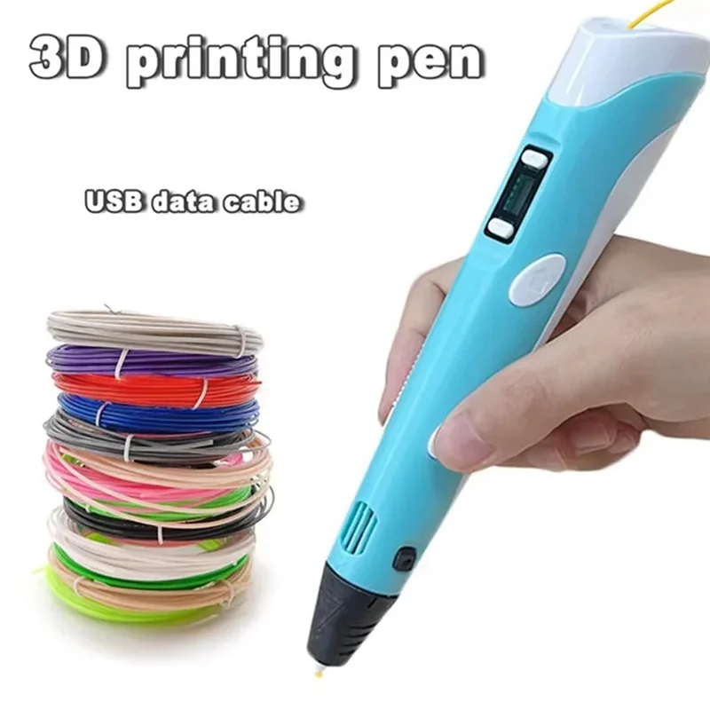 AT93-3D-printpen Elektronisch Hoge temperatuur Intelligent met 36M PLA-verbruiksartikelen 3D Graffiti Tool