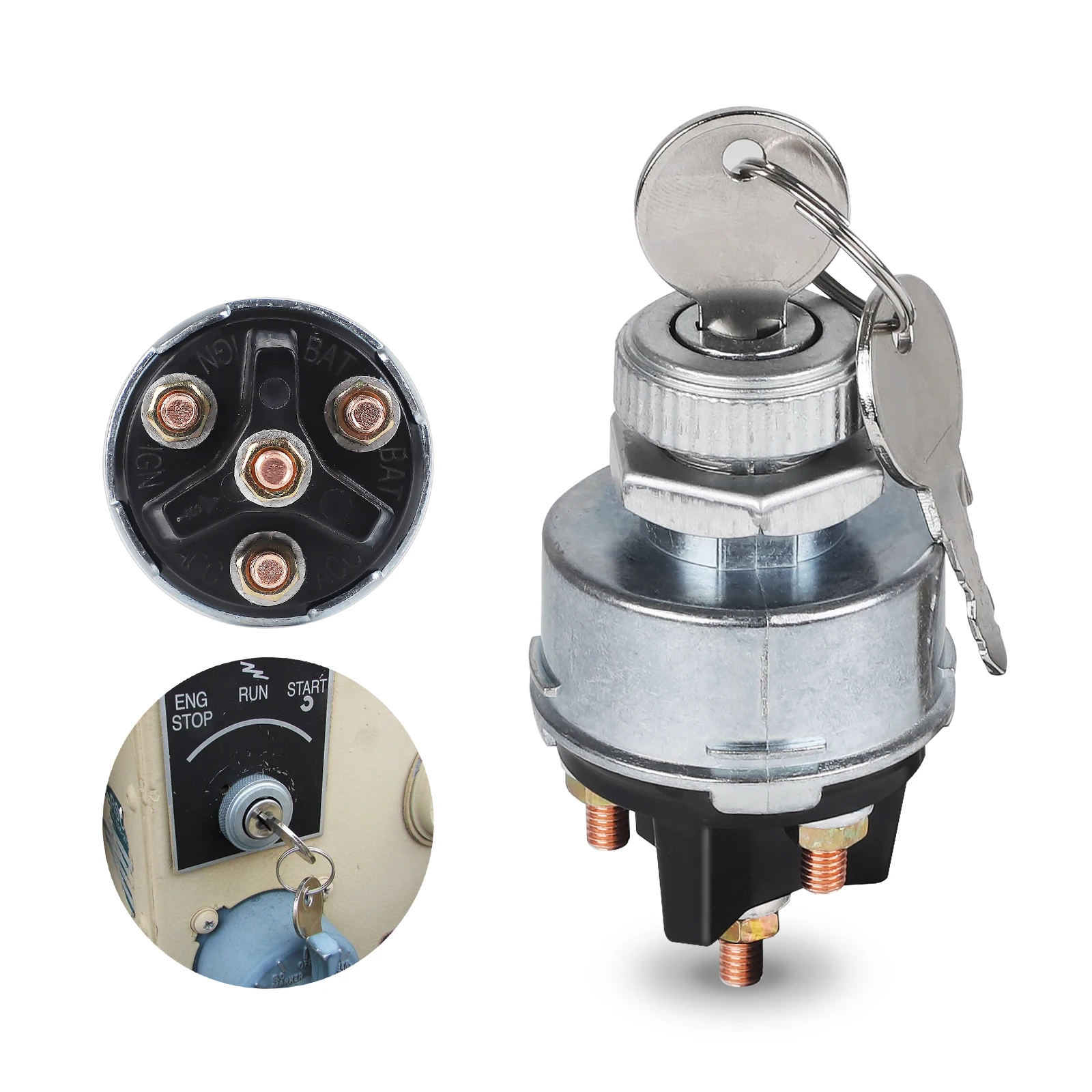 

80153 85936 G.1214 V.F.LS-15 D250E D300E D350E New 4 Position 4 Terminal Ignition Switch 2 Keys For Ford Jubilee Tractor Trailer