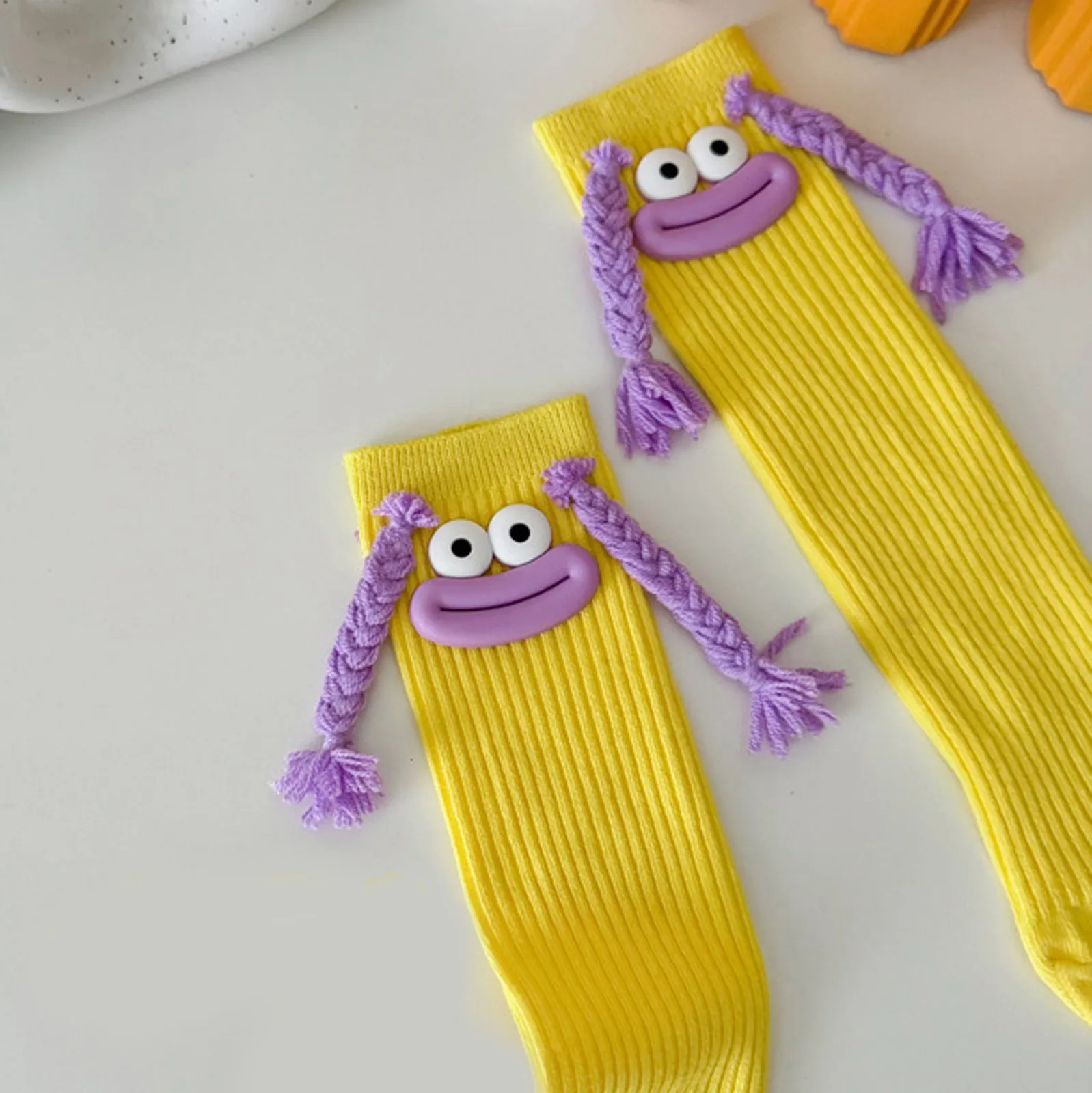 Frau Mittlere Länge Kawaii Cartoon Bunte Socke Mädchen Großen Mund Zöpfe Lustige Baumwolle Lange Socken Weibliche Nette Über Knie Hohe Strümpfe – Detail 18