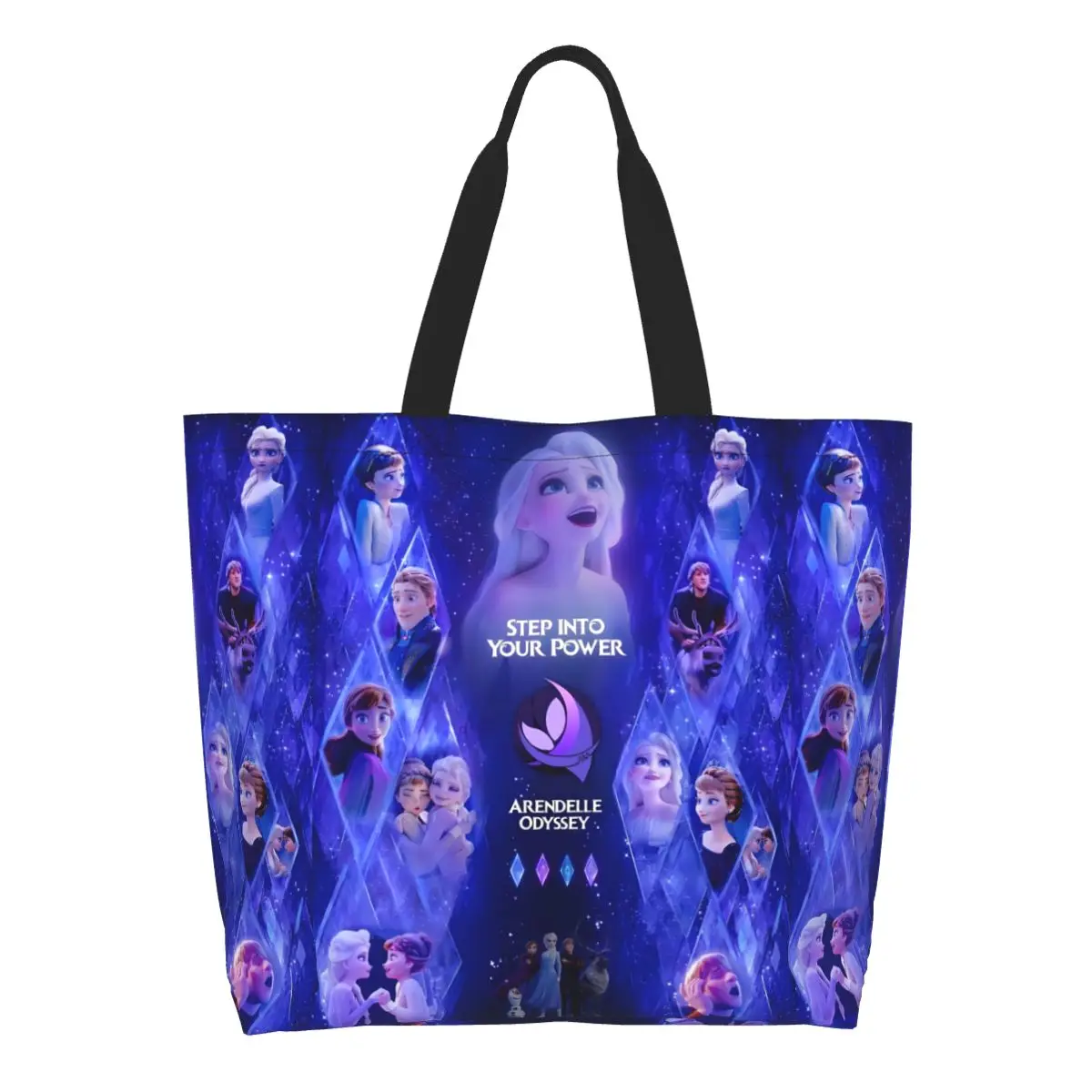 

Custom Frozen Groceries Shopping Tote Bags Women Animated Musical Fantasy Film Canvas Shopper Shoulder Bag Big Capacity Handbag