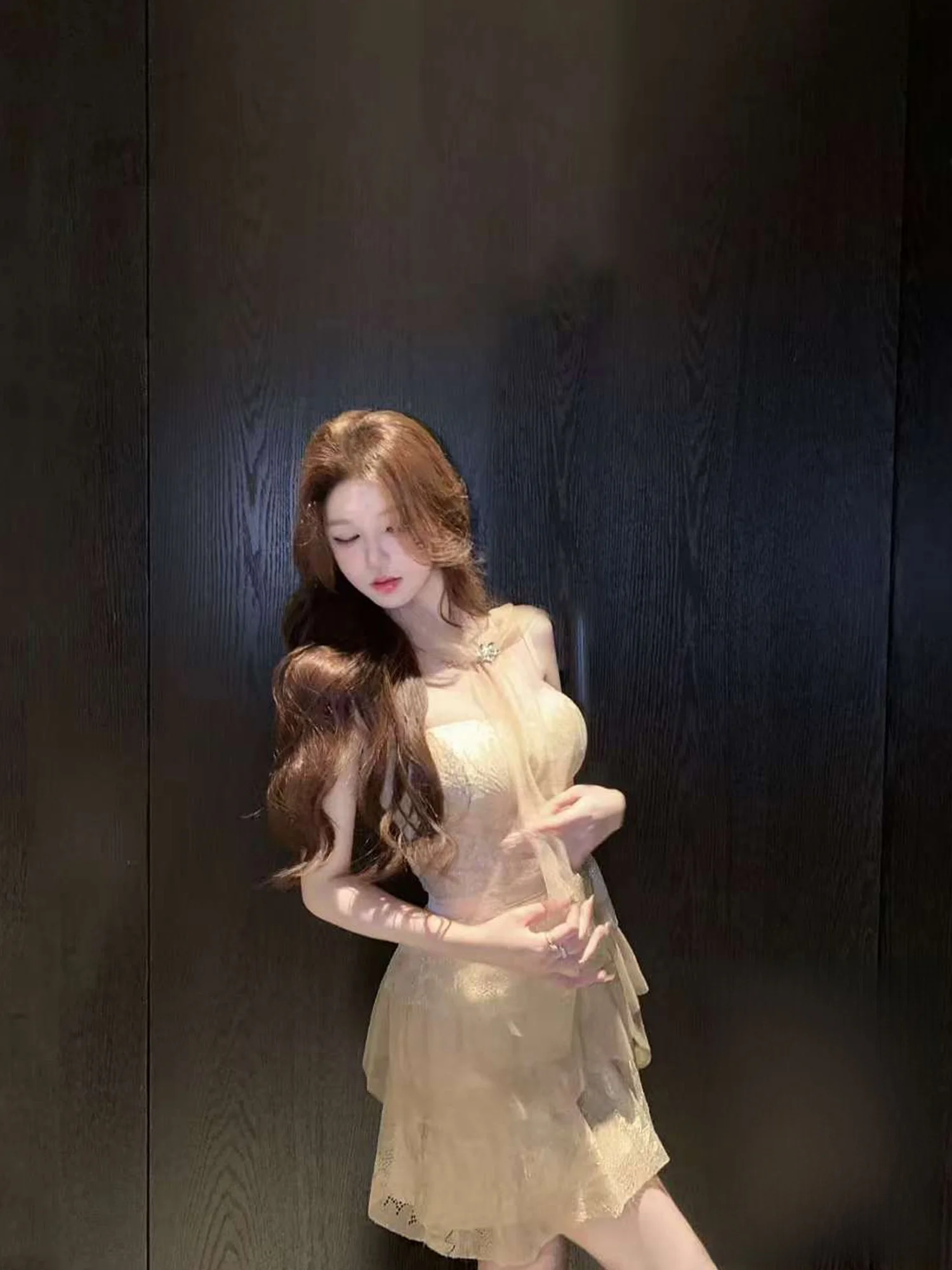 

Kubiliv Detachable Sa Princ Sle Lace Trim Puffy Strapl Dr Pure Desire Sle No Sve ort Summer Dr