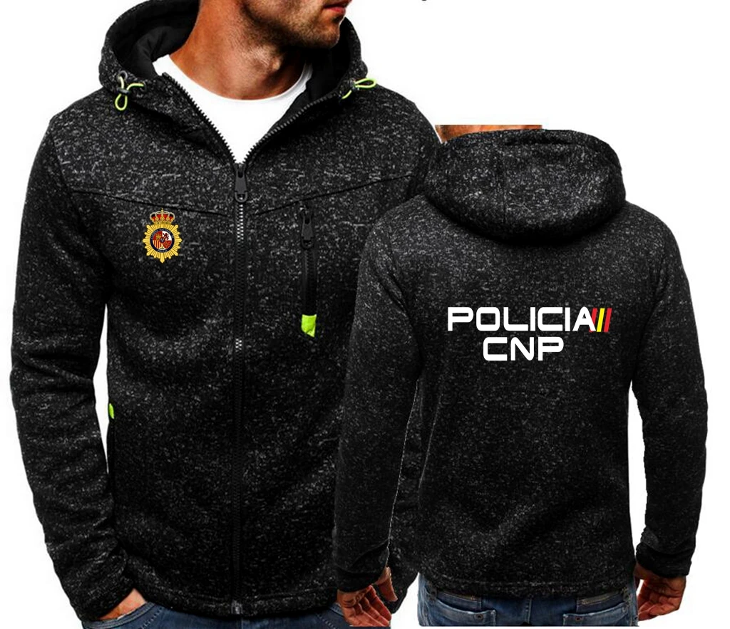 Polices Spain Polices Espana policies للرجال ، البلوفرات بغطاء رأس بسحاب ، البلوفرات Cnp Upr لمكافحة الشغب Swat Geo Goes ، جاكيتات الجاكار