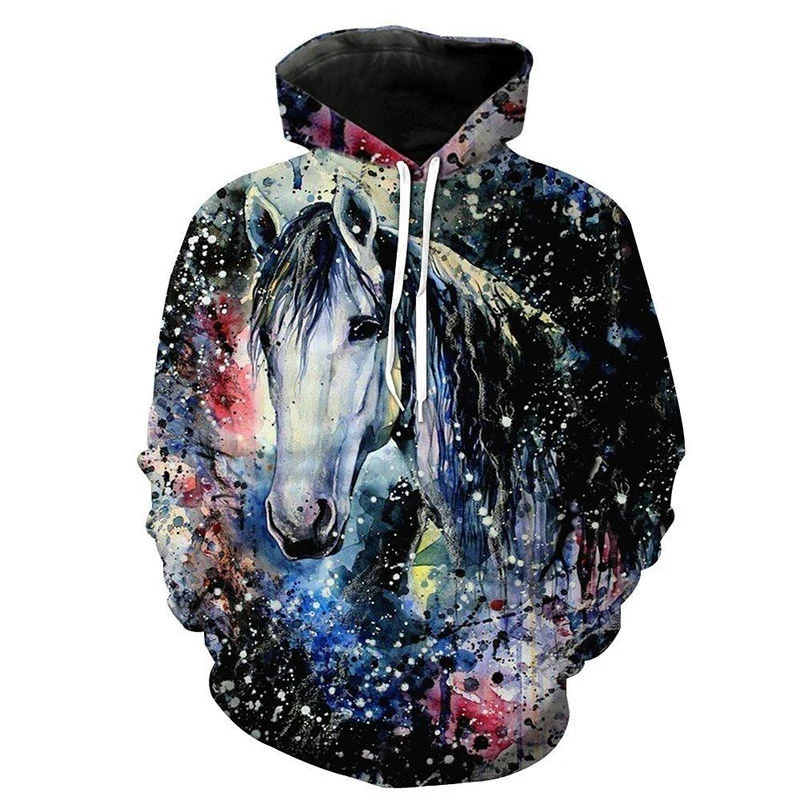 

2024 men's white animal hooded pullover, fashionable and casual 3D hooded sports shirt, long sleeved cool sports shirt jacket