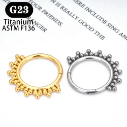 F136 G23 Cartilage Piercing Tragus Nose Ring Diaphragm Titanium Hinge Section Ball Clicker Daith Helix Earrings Body Jewelry