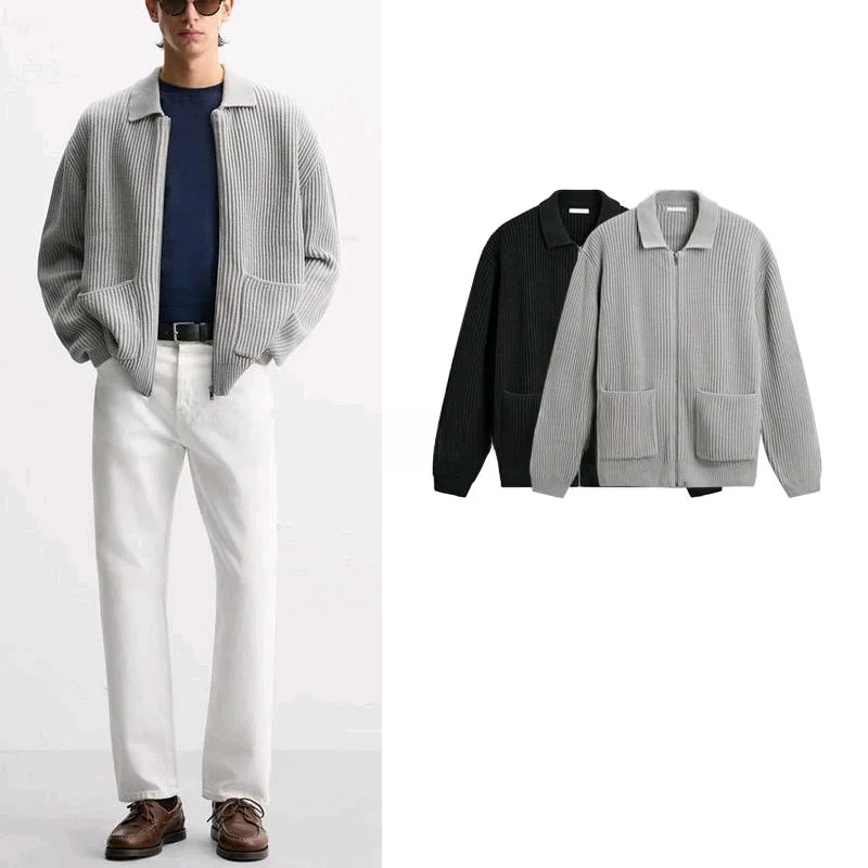 

Новое весеннее поступление, мужской длинный вязаный кардиган на молнии с кисточками, Jaet, свободный крой, повседневный Sle Premium Quali, корейская мода