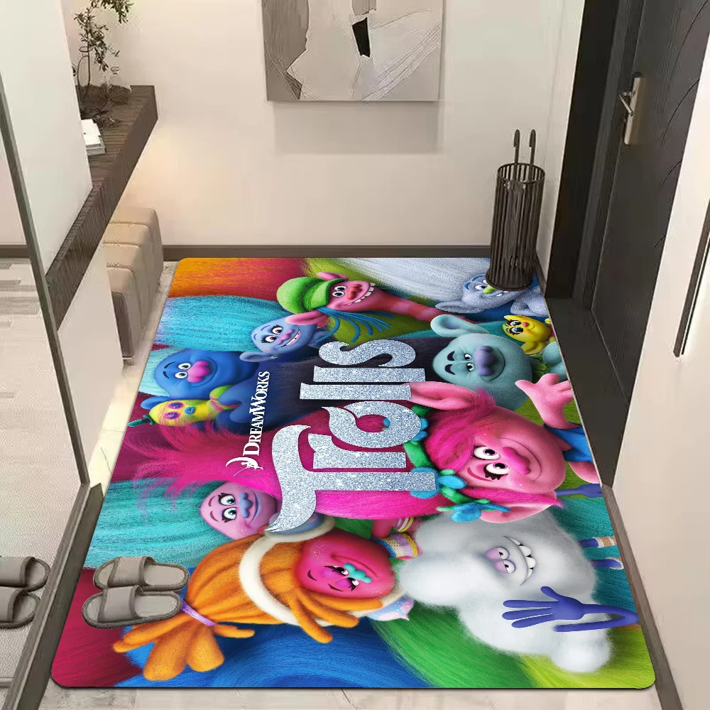 Cartoon T-Trolls Band Together Bath Mat Kids Room Bedroom Decoration Balcony Anti-Slip Doormat Living Room Alfombra