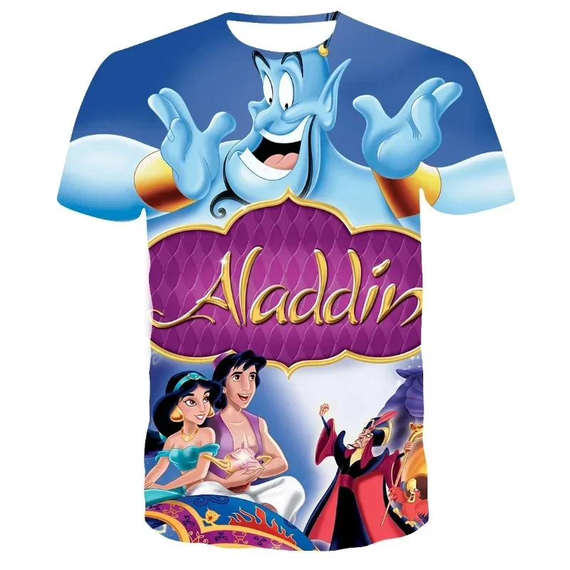 

Children's Summer Anime Aladdin Graphic T-Shirt Clothing Adults Women Men's Breathable Tops Tees Disney Casual T Shirt Clothes