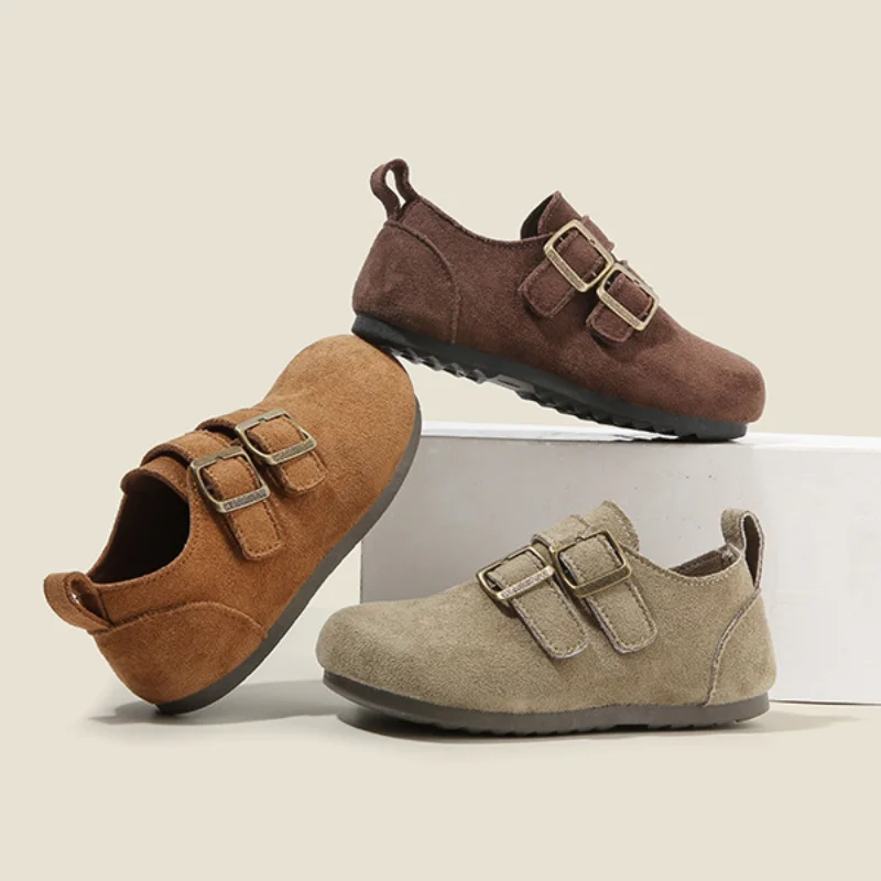 2026 New Children's Leather Shoes Spring Autumn Round-toe Kids Causal Shoes Fashion Boys Girls Solid Color Flat Shoes
