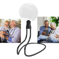 Portable Neck Flexible Magnifier Hanging 5X 10X Hands Free Magnifying Glass Detachable Loupe for Seniors  Reading Sewing jewels