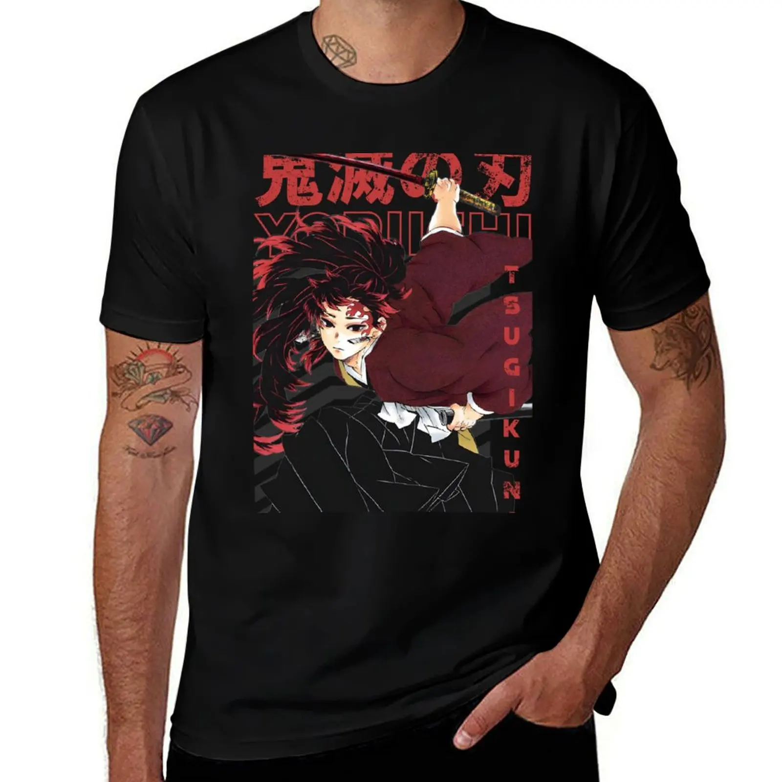 

Yoriichi Tsugikuni Demon Slayer T-Shirt oversize t-shirts man kawaii clothes customs Short sleeve tee men