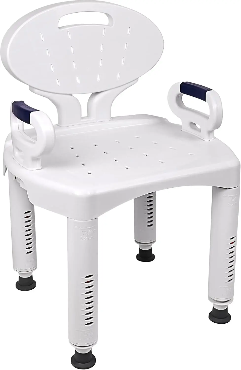 

Adjustable Shower Chair with Arms and Backrest, Supports 350lbs, White Bathroom Seat for Safety