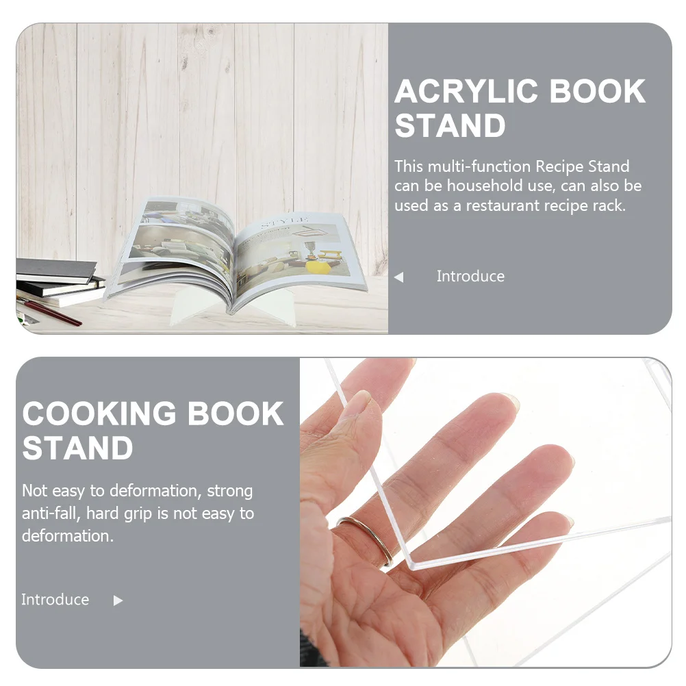 

1Set Book Stand Acrylic Holder Display Rack for Cookbooks Magazines Recipe Holder Acrylic Book Stand Recipe Reading Rack